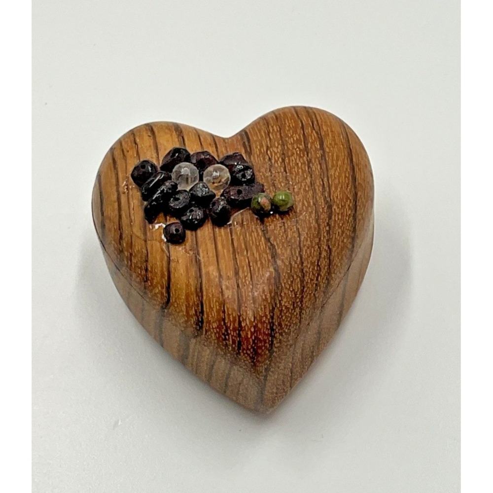 Vintage Zebrawood Heart Trinket Box Handmade Lined 1970s